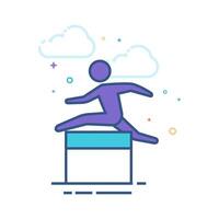 Hurdle run icon flat color style vector illustration