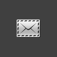 Email icon in metallic grey color style. Message open envelope vector