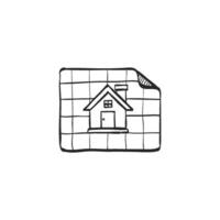Hand drawn sketch icon house blueprint vector