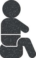 Child poops in the pot icon vector illustration in stamp style