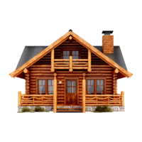 AI generated Log cabin isolated on transparent background png