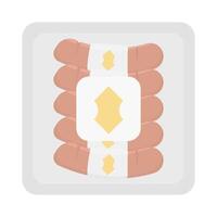 salchicha huevo parrilla en congelado comida en embalaje caja ilustración vector