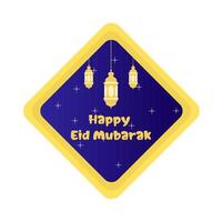 happy eid mubarak greetings badge illustration vector