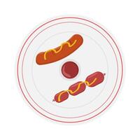 sausage mayonaise in plate illustration vector