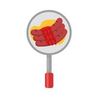 sausage sauce fry in butter with in frying pan illustration vector