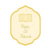 happy eid mubarak greetings badge illustration vector