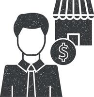 Man business dollar icon vector illustration in stamp style