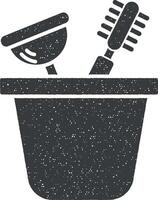 Plunger, toilet, tool icon vector illustration in stamp style