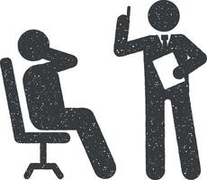 empresario idea explique oficina icono vector ilustración en sello estilo