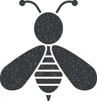 abeja, avispa icono vector ilustración en sello estilo