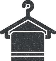 Hanger, towel, bathroom icon vector illustration in stamp style