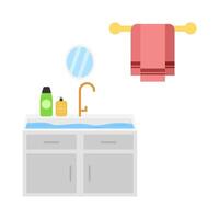 jabón en agua lavabo miror con toalla colgando ilustración vector