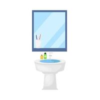 jabón con cepillo de dientes en agua lavabo ilustración vector