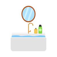 jabón en agua lavabo con miror ilustración vector