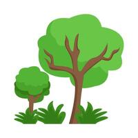 tree with grass illustration vector