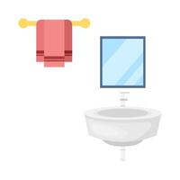 water sink miror with towel hanging illustration vector