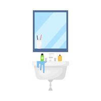 soap with toothbrush in wastafel miror illustration vector