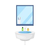 soap with toothbrush in wastafel miror illustration vector