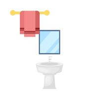 agua lavabo miror con toalla colgando ilustración vector