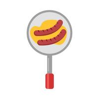 sausage fry in butter with in frying pan illustration vector