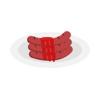 sausage sauce in plate illustration vector
