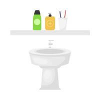 jabón con cepillo de dientes en agua lavabo ilustración vector