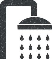 Faucet, drop, sink, shower icon vector illustration in stamp style