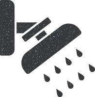 grifo, gota, hundir, ducha icono vector ilustración en sello estilo