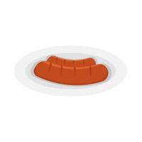 sausage in plate illustration vector