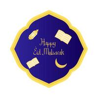 happy eid mubarak greetings badge illustration vector