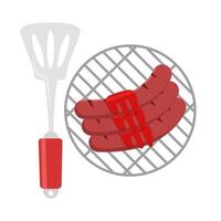 espátula con salchicha salsa parrilla ilustración vector