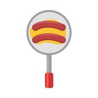 sausage fry in butter with in frying pan illustration vector