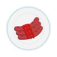 sausage sauce in plate illustration vector