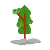 árbol con Roca ilustración vector