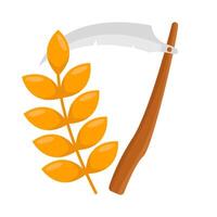 sickle with wheat illustration vector