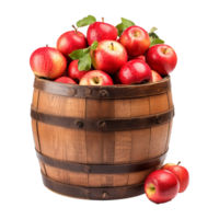 ai gerado maçãs dentro uma de madeira barril isolado em transparente fundo png