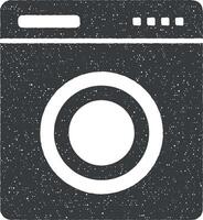 Washing machine, bathroom icon vector illustration in stamp style