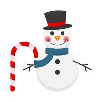 snowman with stick candy illustration vector