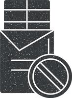 No chocolate diet icon vector illustration in stamp style