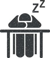 dormir, cansado, chico, alumno, salón de clases icono vector ilustración en sello estilo