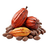 AI generated Ripe cocoa fruits png isolated on transparent background