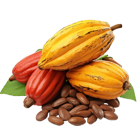 AI generated Ripe cocoa fruits png isolated on transparent background