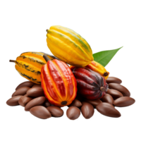 ai gegenereerd rijp cacao fruit PNG geïsoleerd Aan transparant achtergrond