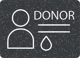 Blood, donor, document icon vector illustration in stamp style