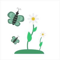 butterfly with flower illustration vector