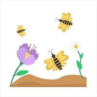 butterfly with flower in soil illustration vector