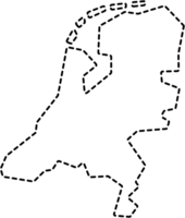 dash line drawing of netherlands map. png