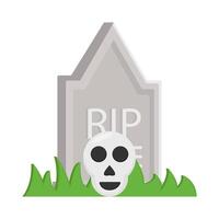 skull in graveyard illustration vector