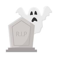 ghost in graveyard illustration vector