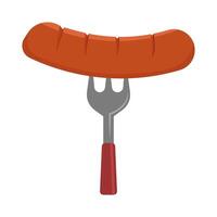 sausage in fork illustration vector